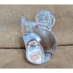 Vintage Hand Blown Clear Art Glass Mouse Figurine Paperweight
